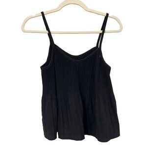 Charlotte Avery Camisole Size Medium Accordion Pleated Swing Tank Top Black Chic